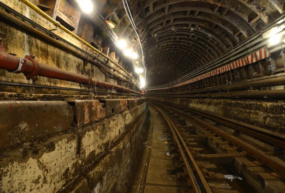 With a floodline that nearly reaches the ceiling, the Montague Tube requires an extensive rebuild. (Photo via MTA)