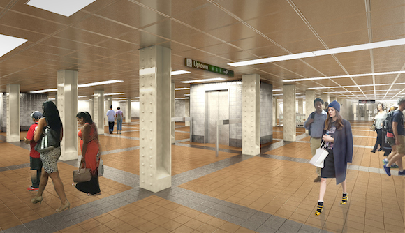 The Grand Central subway's mezzanine level will see more space as columns are narrowed. (Via KPF)