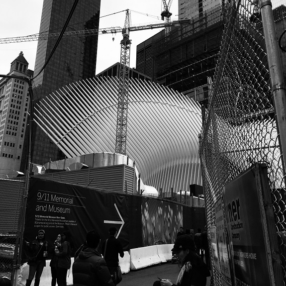 The PATH's $4 billion World Trade Center subway stop looms over Lower Manhattan. (Photo by Benjamin Kabak)
