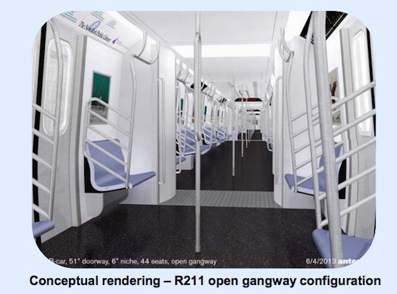 The MTA released a conceptual rendering of the open gangway prototype the agency plans to include in the R211 rolling stock order.
