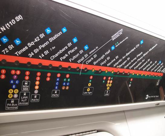 These new strip maps will soon be installed in all 2 and 5 trains. (Photo: New York City Transit)